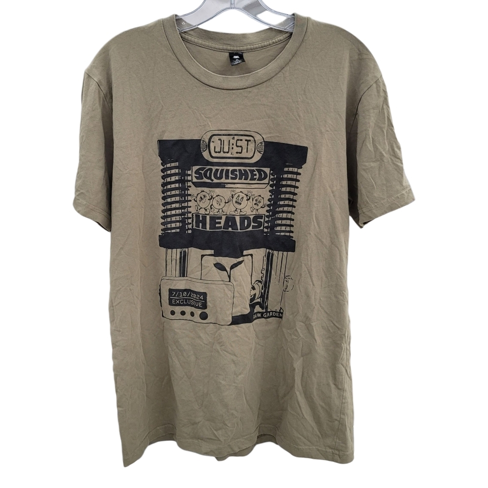 Raw Garden 'Just Squished Heads' Olive Short Sleeve Tee with Retro Graphic